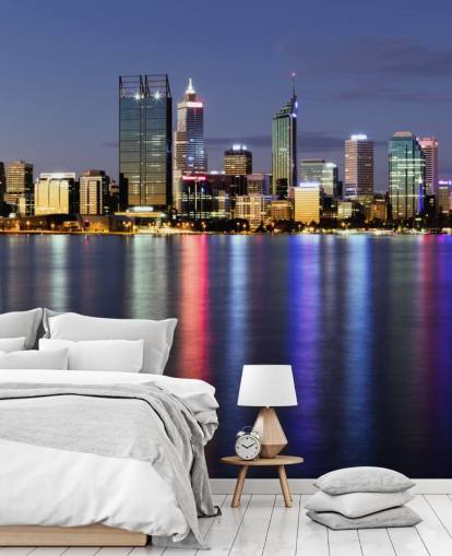 colourful lit up perth city scape wallpaper