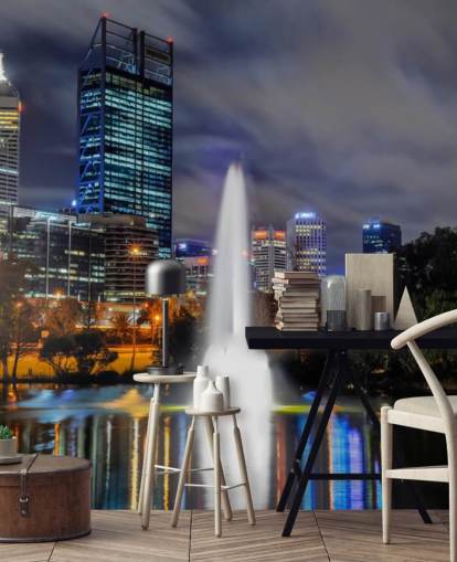 Skyline van Perth behang