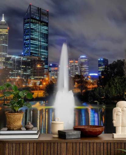 Skyline van Perth behang