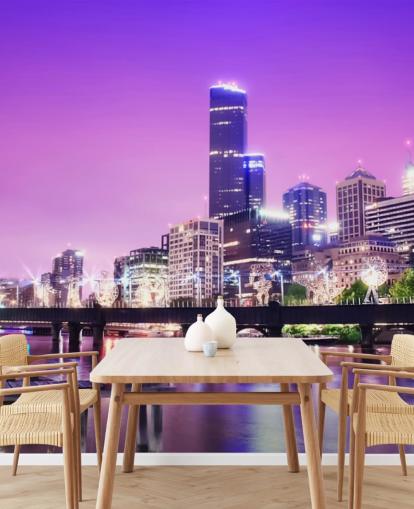 Melbourne City bei Nacht Tapete