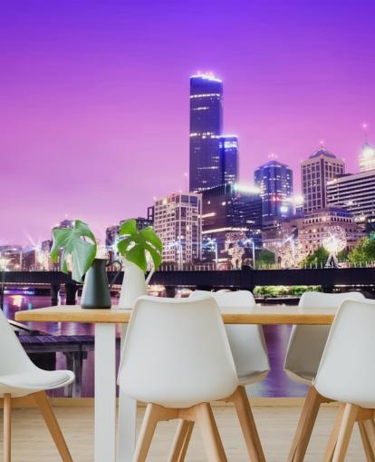 Melbourne City på natten Bakgrund Melbourne City på natten Bakgrund