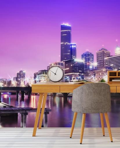 Melbourne City yöllä Taustakuva Melbourne City yöllä Taustakuva