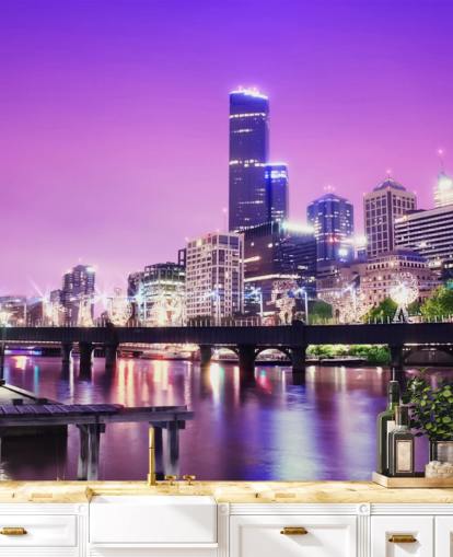 Melbourne City yöllä Taustakuva Melbourne City yöllä Taustakuva