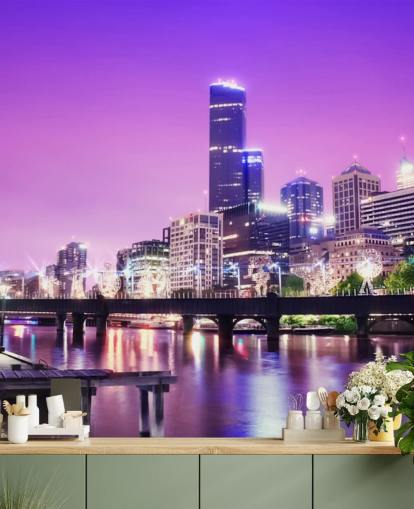 Melbourne City bei Nacht Tapete