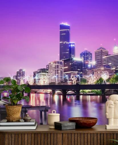 Melbourne City yöllä Taustakuva Melbourne City yöllä Taustakuva