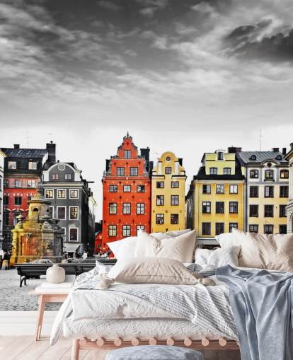 vecchi edifici colorati in bianco e nero carta da parati vecchi edifici colorati in bianco e nero carta da parati