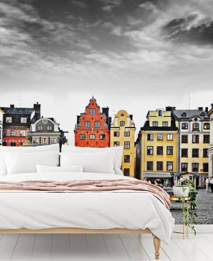 fargerike gamle bygninger i svart-hvitt innstilling tapet fargerike gamle bygninger i svart-hvitt innstilling tapet