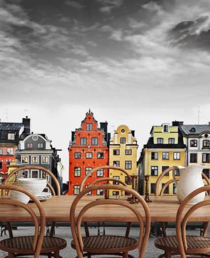 colourful old buildings in monochrome setting wallpaper colourful old buildings in monochrome setting wallpaper