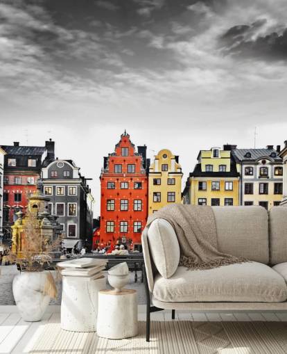 colourful old buildings in monochrome setting wallpaper colourful old buildings in monochrome setting wallpaper