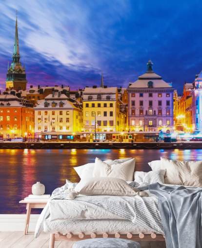 Stockholm River City View Wallpaper