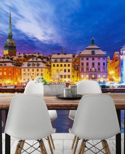 Stockholm River City View Baggrund Stockholm River City View Baggrund