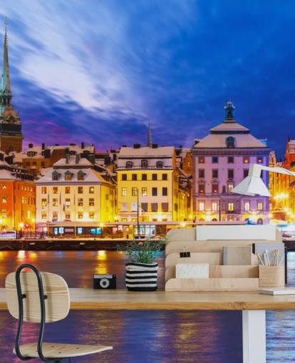 Stockholm River City View Wallpaper