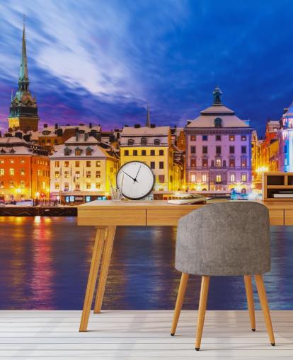 Stockholm River City View Baggrund Stockholm River City View Baggrund