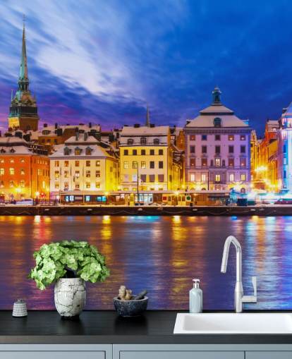 Stockholm River City View Wallpaper