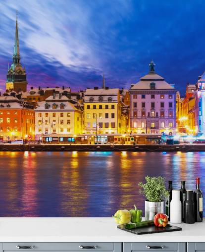 Stockholm River City View Wallpaper