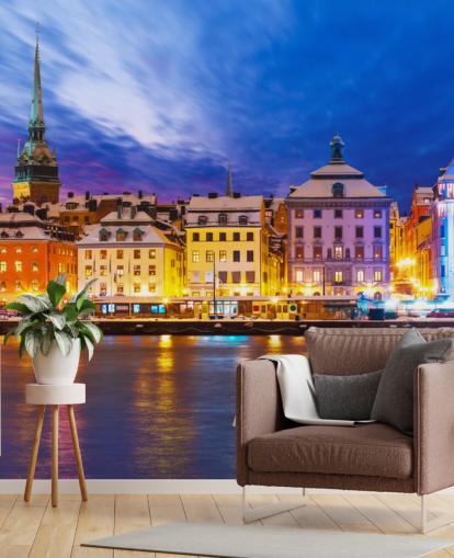 Stockholm River City View Wallpaper