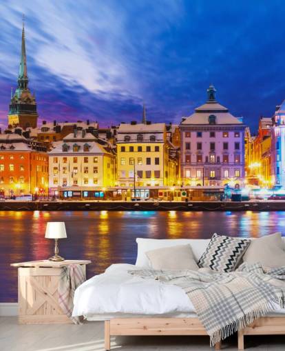 Stockholm River City View Wallpaper