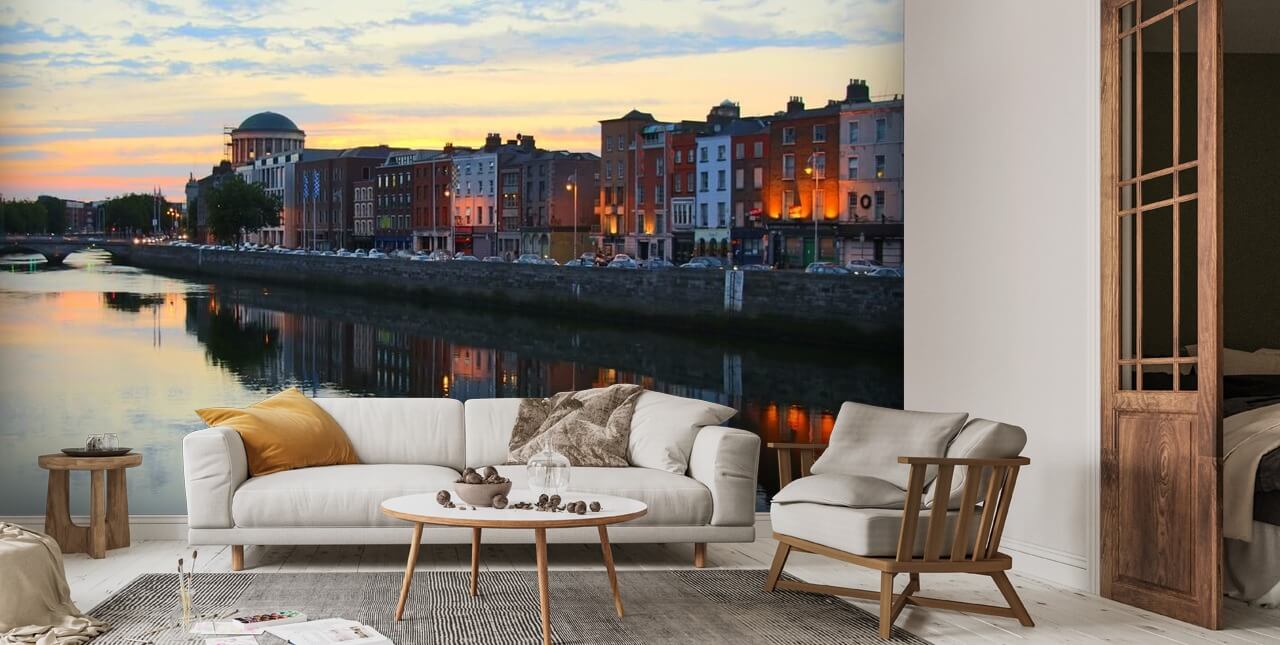 Dublin at Dusk Wallpaper Mural Wallsauce UK