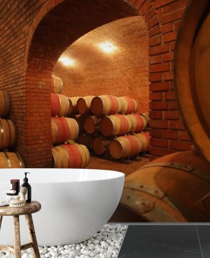 Decorazione murale con botti di vino Decorazione murale con botti di vino