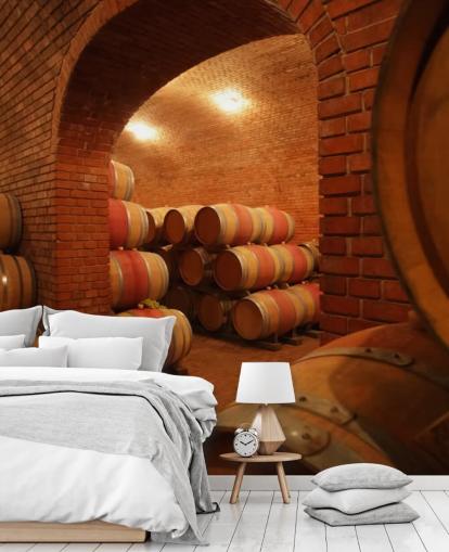 Decorazione murale con botti di vino Decorazione murale con botti di vino