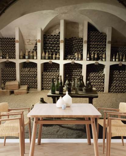 mural rústico de papel pintado en 3D llamado Grand Wine Cellar para cocinas, bares y bodegas