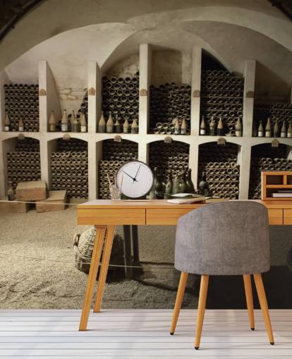 Rustikales 3D-Tapeten-Wandbild namens Grand Wine Cellar für Küchen, Bars und Weinkeller Rustikales 3D-Tapeten-Wandbild namens Grand Wine Cellar für Küchen, Bars und Weinkeller