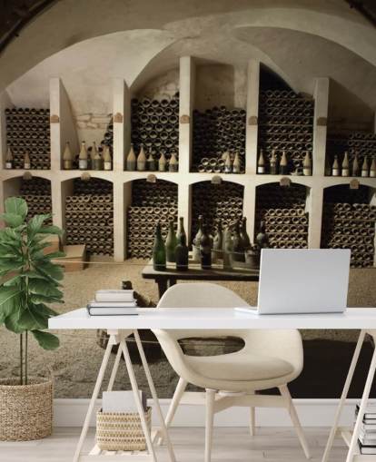 rustic 3d wallpaper mural called Grand Wine Cellar for kitchens, bars and wine cellars