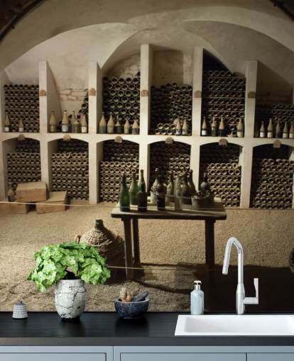 rustikk 3d tapet veggmaleri kalt Grand Wine Cellar for kjøkken, barer og vinkjellere rustikk 3d tapet veggmaleri kalt Grand Wine Cellar for kjøkken, barer og vinkjellere
