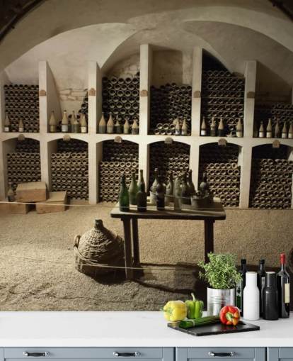 Rustikales 3D-Tapeten-Wandbild namens Grand Wine Cellar für Küchen, Bars und Weinkeller