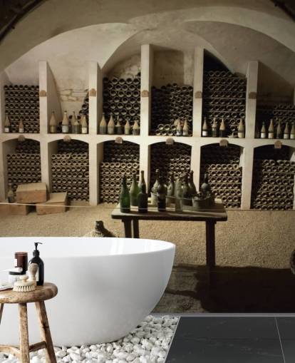 rustikk 3d tapet veggmaleri kalt Grand Wine Cellar for kjøkken, barer og vinkjellere