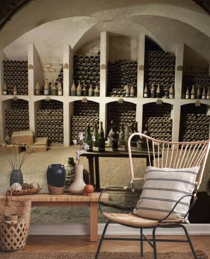 mural rústico de papel pintado en 3D llamado Grand Wine Cellar para cocinas, bares y bodegas