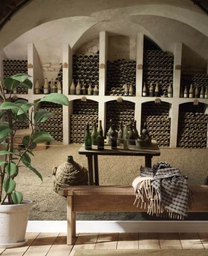mural rústico de papel pintado en 3D llamado Grand Wine Cellar para cocinas, bares y bodegas