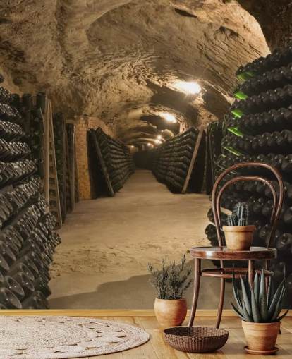 Long Cave Tunnel Wine Cellar Wallpaper