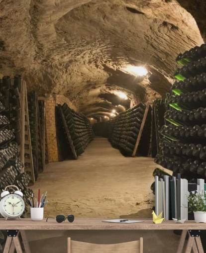 Papier peint Long Cave Tunnel Wine Cellar Papier peint Long Cave Tunnel Wine Cellar