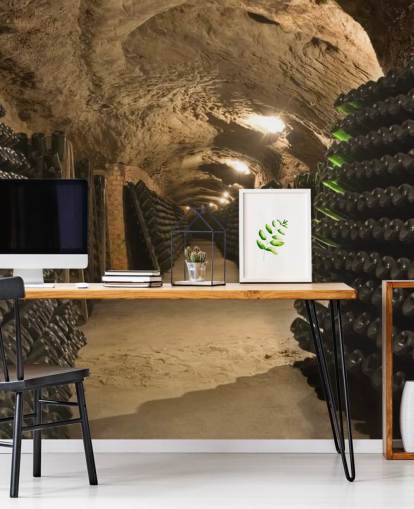 Long Cave Tunnel Wine Cellar Wallpaper
