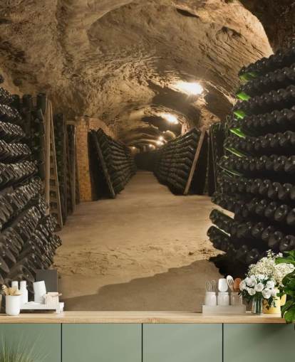 Long Cave Tunnel Wine Cellar Wallpaper