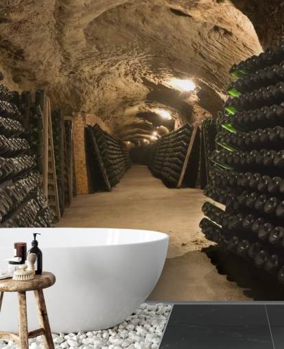 Long Cave Tunnel Wine Cellar Wallpaper