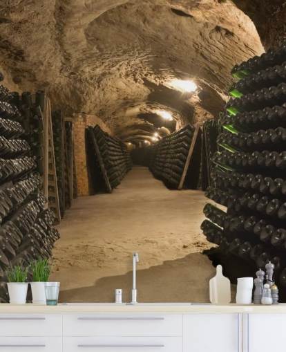 Long Cave Tunnel Wine Cellar Wallpaper