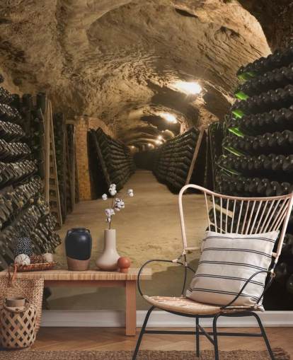 Long Cave Tunnel Wine Cellar Wallpaper