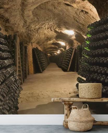 Long Cave Tunnel Wine Cellar Wallpaper