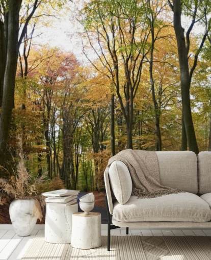 Sti Gennem Autumnal Forest Baggrund