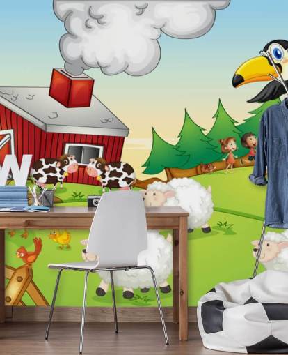 Cartoon-Tapete mit Tierfarm