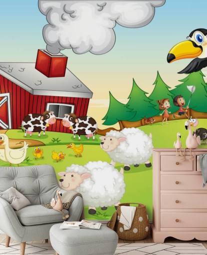 Cartoon Animal Farm behang Cartoon Animal Farm behang
