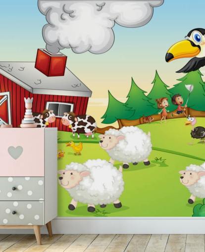 Cartoon-Tapete mit Tierfarm