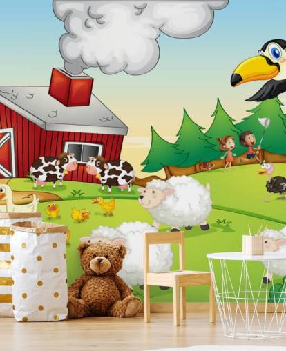 Cartoon-Tapete mit Tierfarm Cartoon-Tapete mit Tierfarm