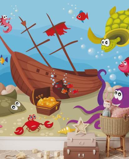 Kleurrijke Cartoon Fish Wallpaper