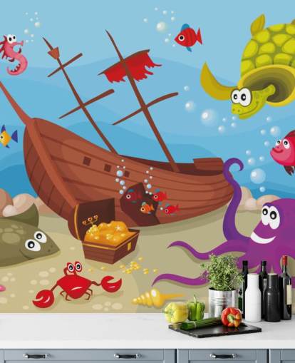 Farverige tegneserie fisk Baggrund