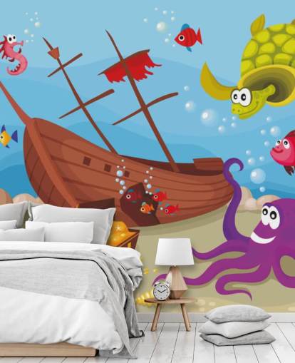 Kleurrijke Cartoon Fish Wallpaper