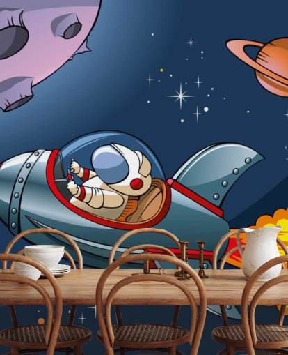 Cartoon Astronaut in Rocket Wallpaper Cartoon Astronaut in Rocket Wallpaper
