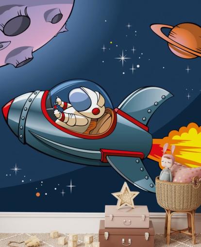 Sfondo del cartone animato Astronauta in un razzo Sfondo del cartone animato Astronauta in un razzo